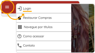 Menu de login da Cláudia