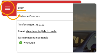 Menu de login do App